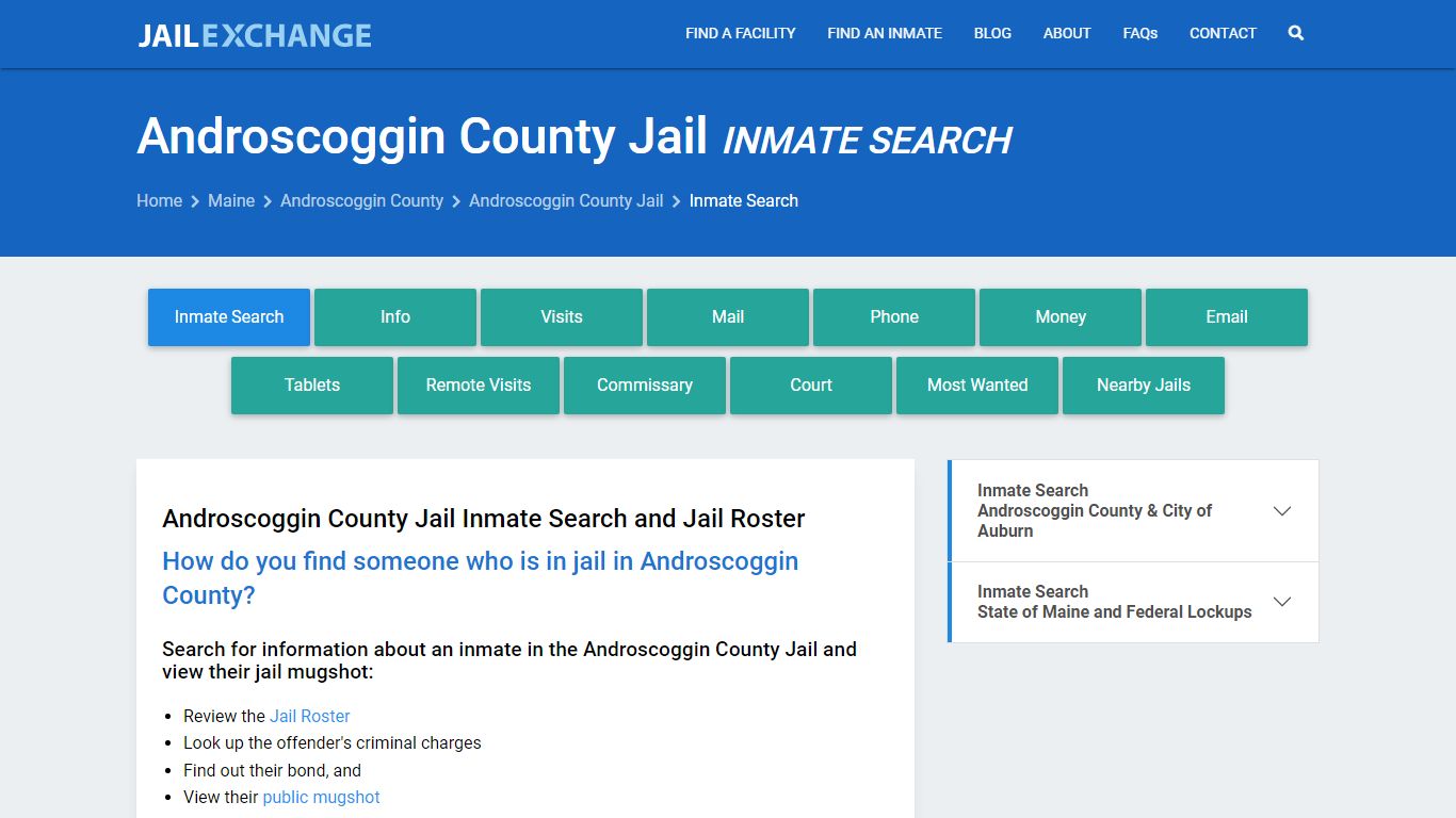 Androscoggin County Jail Inmate Search - Jail Exchange